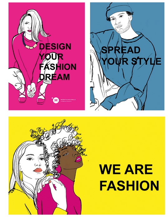 mehrer Illustrationen mit farbigem Hintergrund